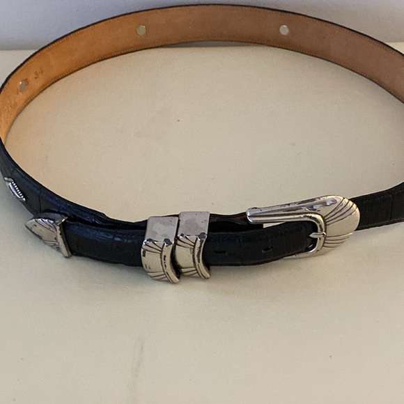 NADIN USA vintage leather belt, Circ. 1990’s genuine leather. Silver tone buckle - Picture 3 of 12